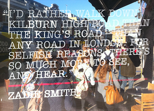 Montage of Kilburn High Road using pictures taken by the author