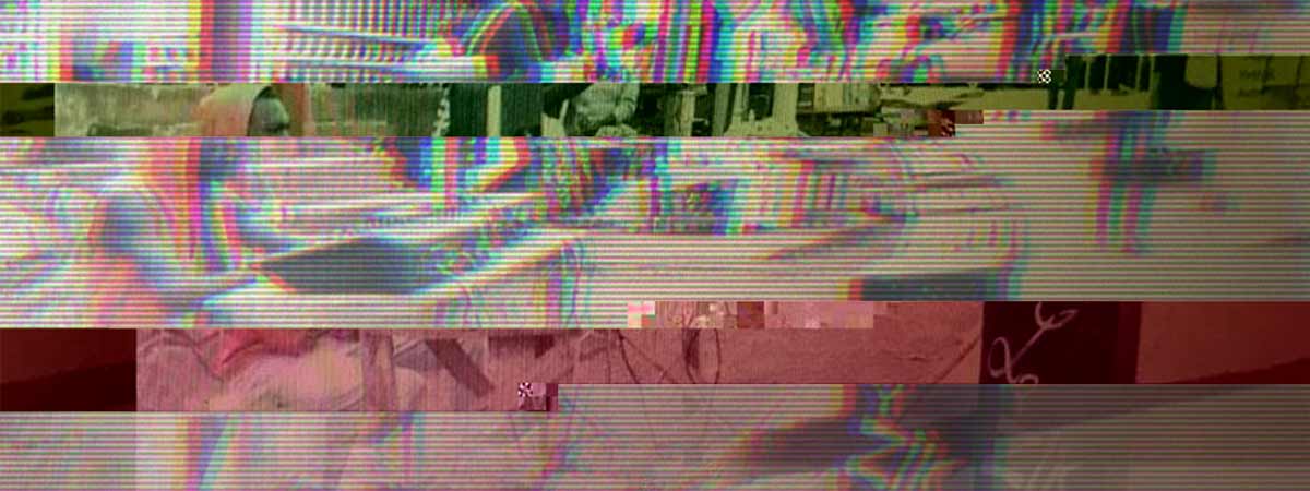 Glitched image of 'Downloaders' in the informal economy of Yaoundé, Cameroon