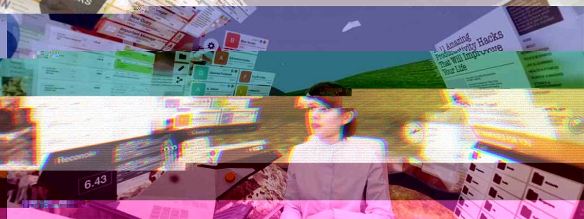 A still from the 360-degree video "Merger" by Keiichi Matsuda