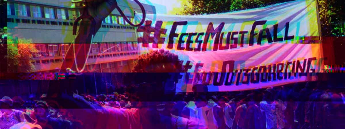 south african students protest with hashtag banners